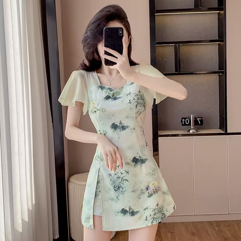 Yaz Çin Tarzı Tatlı Cheongsam  - Fly Line incelemesi ve fiyatı